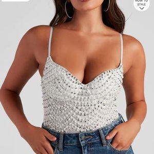 Windsor Twisted Angel Embroidered Bodysuit (pearl)